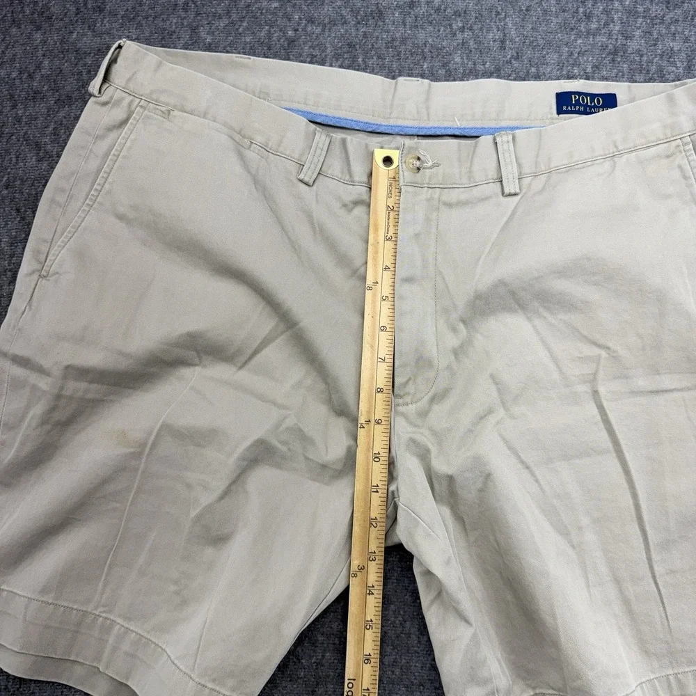 Polo Ralph Lauren Mens 42 Khaki Cotton Classic Fit 9 Chino Shorts Flat Front